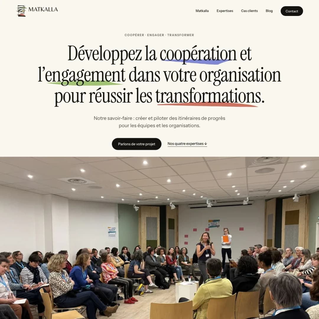 La maquette du site de Matkalla, la page d’accueil sur ordinateur, partie 1 sur 5.